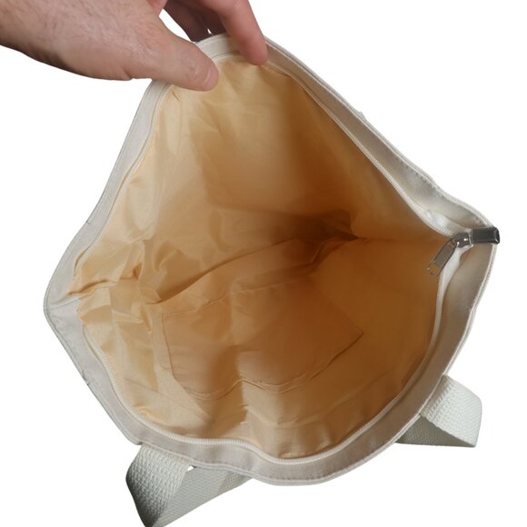 Large Canvas Tote Bag with Pockets & Zip Closure NWT Clean Girl Aesthetics NWT - Picture 4 of 12